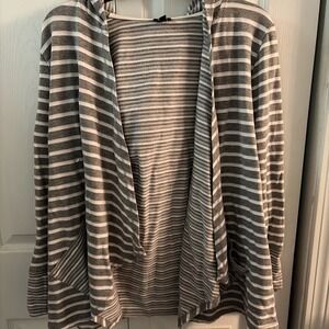 Cable & Gauge Women's Hooded Jersey Striped Blazer Large